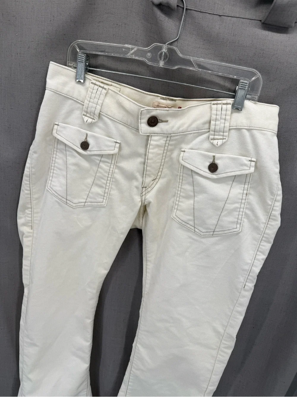 Levi’s Vintage Y2K 504 Slouch Flare White Corduroy Low Rise Jeans 13M